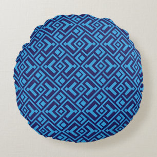 Coussins Ronds Diamants entrelacés : motif géométrique bleu foncé