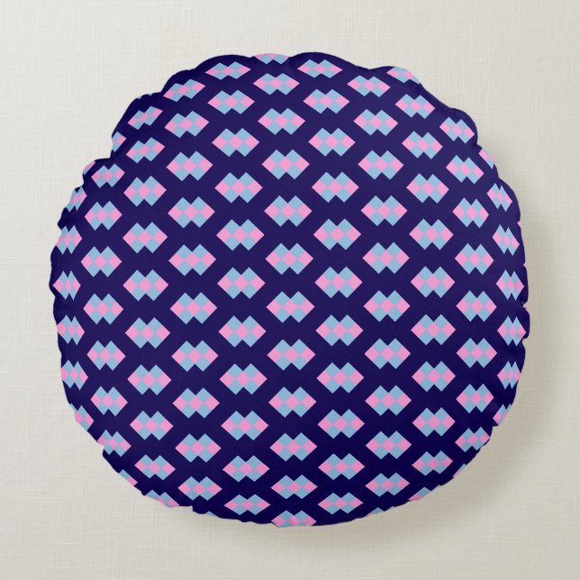 Coussins Ronds Diamond Blue Round Pillow (Devant)