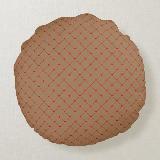 Coussins Ronds Diamond Shaped Red Heart & Line Art (Dos)