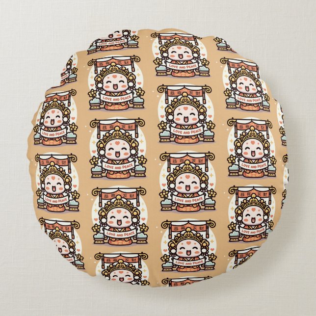 COUSSINS RONDS DIEU CHINOIS DE RICHESSE (Devant)