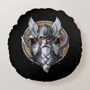Coussins Ronds Dieu guerrier Norse Odin