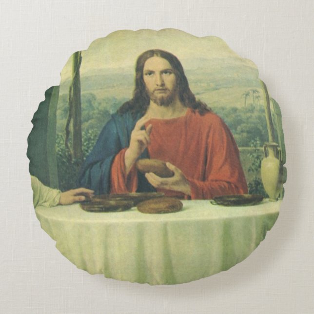 Coussins Ronds Dîner de gala à Emmaüs avec Jésus-Christ (Devant)