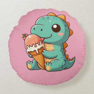 Coussins Ronds Dino mignonne de glace mangeur
