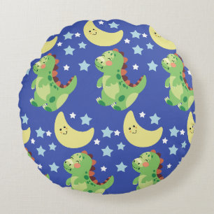 Coussins Ronds Dinosaure Bleu