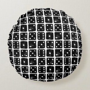 Coussins Ronds Dinus noir et blanc 1-6 Linocut