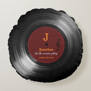 Coussins Ronds disque vinyle nommé