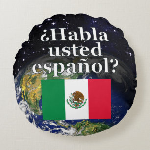 Coussins Ronds Do you speak Spanish ? Flag & Earth