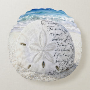 Coussins Ronds Dollar de Sable avec Citation Inspirante