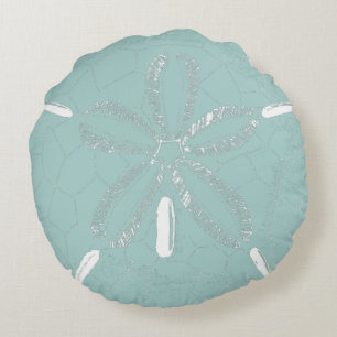 Coussins Ronds Dollar de sable de plage Turquoise