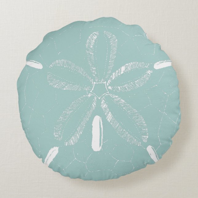 Coussins Ronds Dollar de sable de plage Turquoise (Dos)