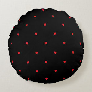 Coussins Ronds Doodle Heart Patterns Rouge Noir Personnalisé Joli