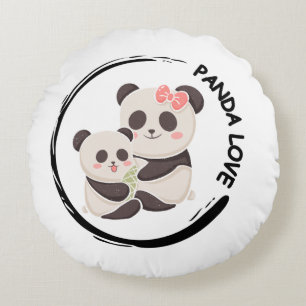 Coussins Ronds Douce Famille Panda