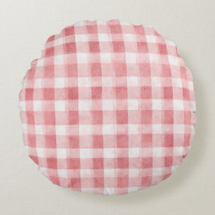 Coussins Ronds Douces rayures à carreaux rose blanc girly