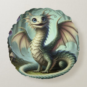 Coussins Ronds Dragon Jabberwocky Mignon Créature Fantastique Art