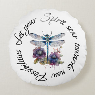 Coussins Ronds Dragonfly - esprit de nouvelles possibilités