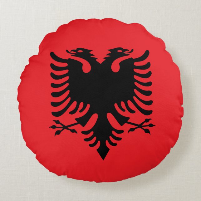 Coussins Ronds Drapeau albanais (Devant)