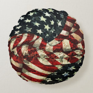 Coussins Ronds Drapeau américain-Camouflage par Shirley Taylor