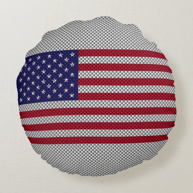 Coussins Ronds Drapeau américain sur l'impression en fibre de car (Dos)