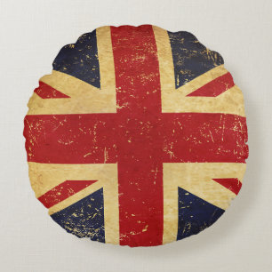 Coussins Ronds Drapeau britannique Union Jack Vintage Grunge