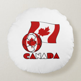 Coussins Ronds Drapeau canadien avec ballon de soccer