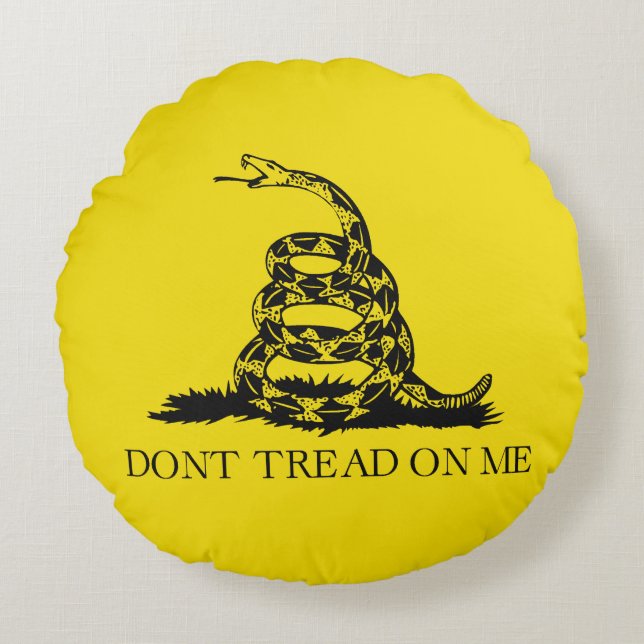 Coussins Ronds Drapeau de crotale de Gadsden : Guerre révolutionn (Devant)