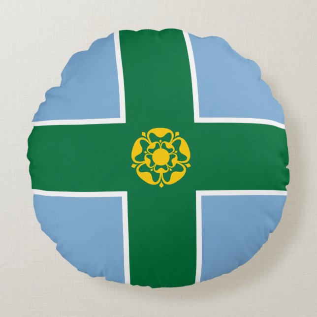 Coussins Ronds Drapeau de Derbyshire (Comté d'Angleterre, Royaume (Devant)