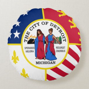 Coussins Ronds Drapeau de Detroit (Michigan) Ville