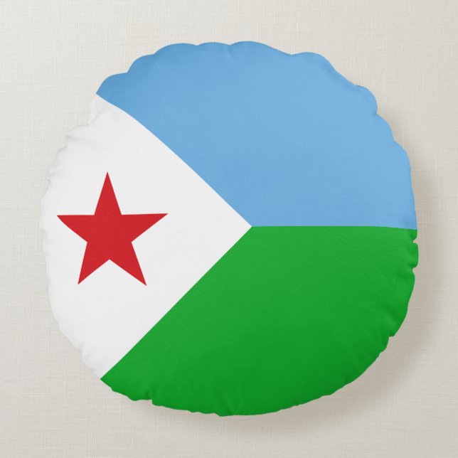 Coussins Ronds Drapeau de Djibouti (Devant)