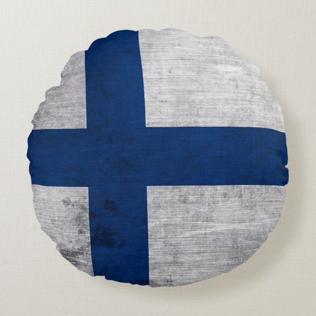 Coussins Ronds Drapeau de Finlande Grunge (Devant)