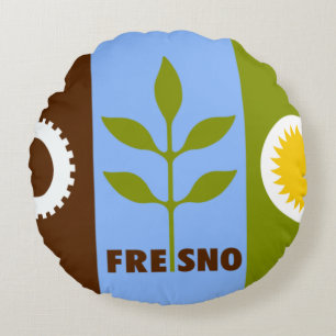 Coussins Ronds Drapeau de Fresno (Californie)