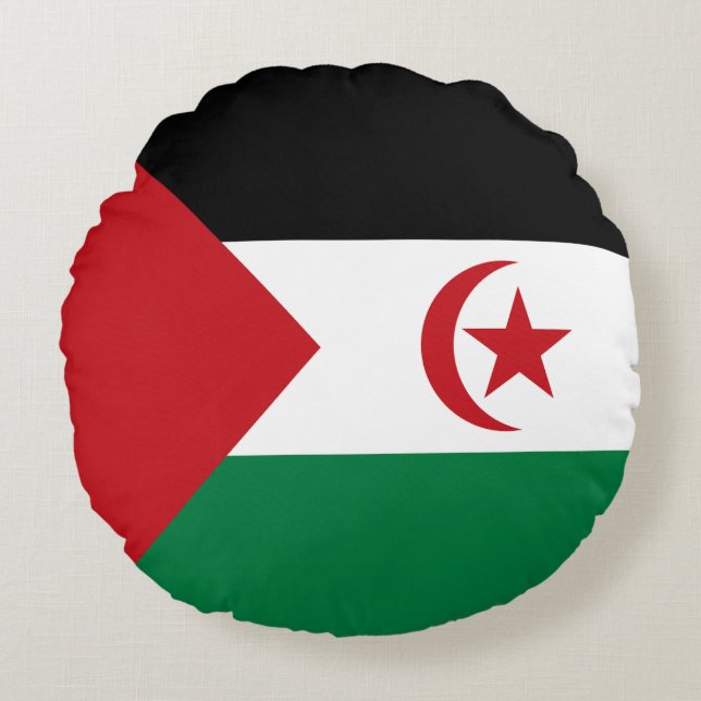 Coussins Ronds Drapeau de la République démocratique arabe sahrao (Devant)