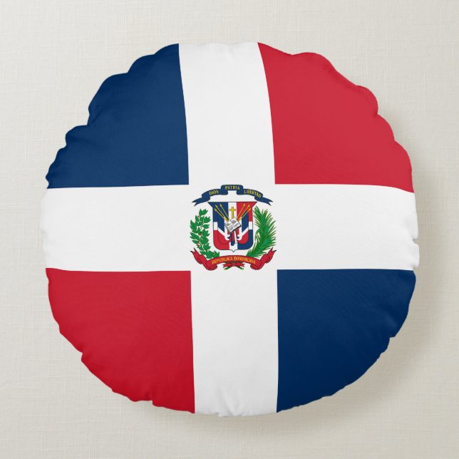 Coussins Ronds Drapeau de la République Dominicaine (Devant)