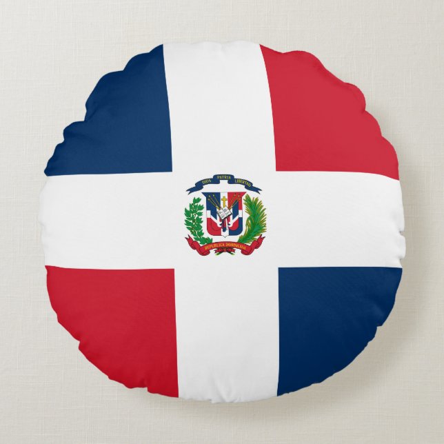 Coussins Ronds Drapeau de la République Dominicaine (Devant)