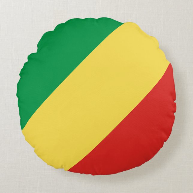 Coussins Ronds Drapeau de la République du Congo (Devant)