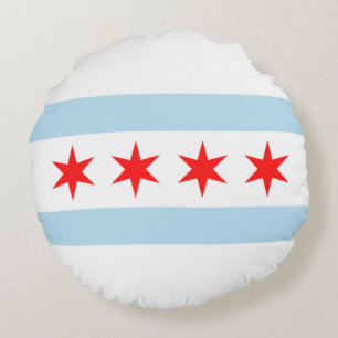 Coussins Ronds Drapeau de la ville de Chicago (Illinois)