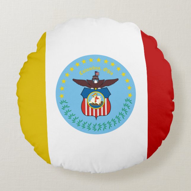 Coussins Ronds Drapeau de la ville de Columbus (Ohio) (Devant)