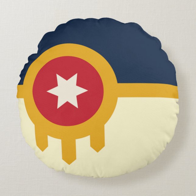 Coussins Ronds Drapeau de la ville de Tulsa (Oklahoma) (Devant)