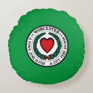 Coussins Ronds Drapeau de la ville de Worcester (Massachusetts)