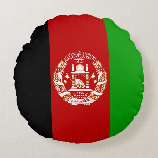 Coussins Ronds Drapeau de l'Afghanistan patriotique (Devant)