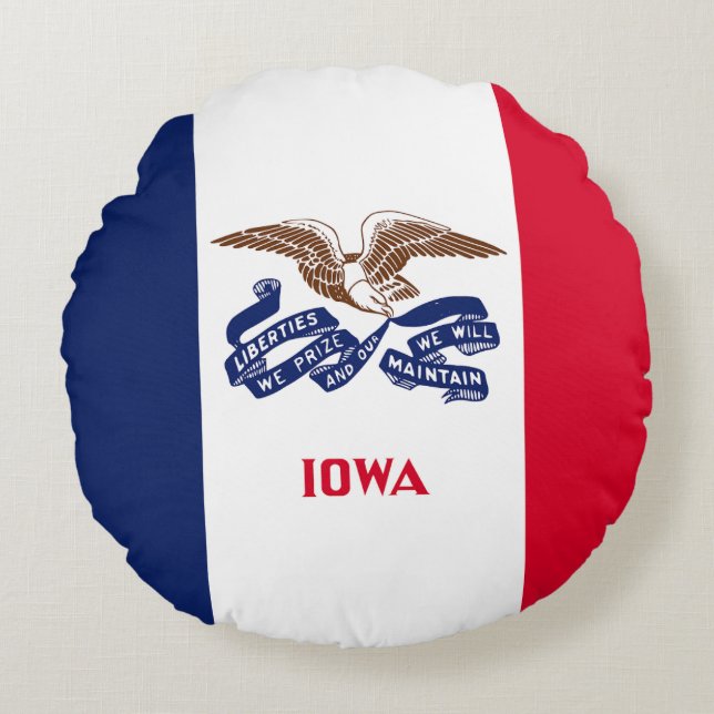 Coussins Ronds Drapeau de l'État de l'Iowa (Devant)