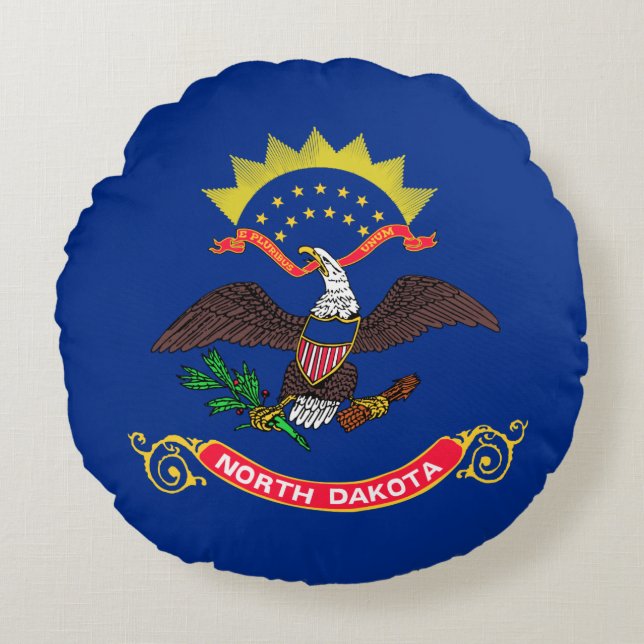 Coussins Ronds Drapeau de l'État du Dakota du Nord (Devant)