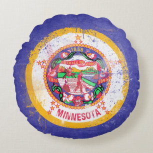 Coussins Ronds Drapeau de l'État du Minnesota en détresse
