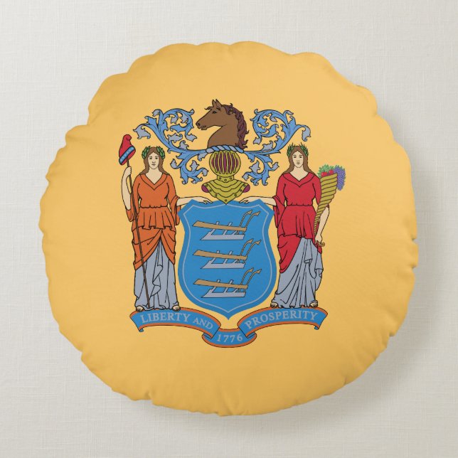 Coussins Ronds Drapeau de l'État du New Jersey (Devant)