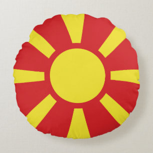 Coussins Ronds Drapeau de Macédoine du Nord