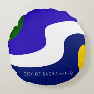 Coussins Ronds Drapeau de Sacramento (Californie)