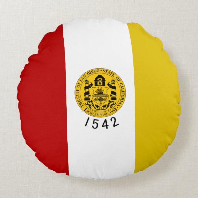 Coussins Ronds Drapeau de San Diego (Californie) (Devant)