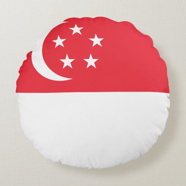 Coussins Ronds Drapeau de Singapour (Devant)