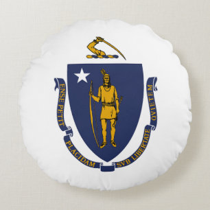 Coussins Ronds Drapeau d'État du Massachusetts