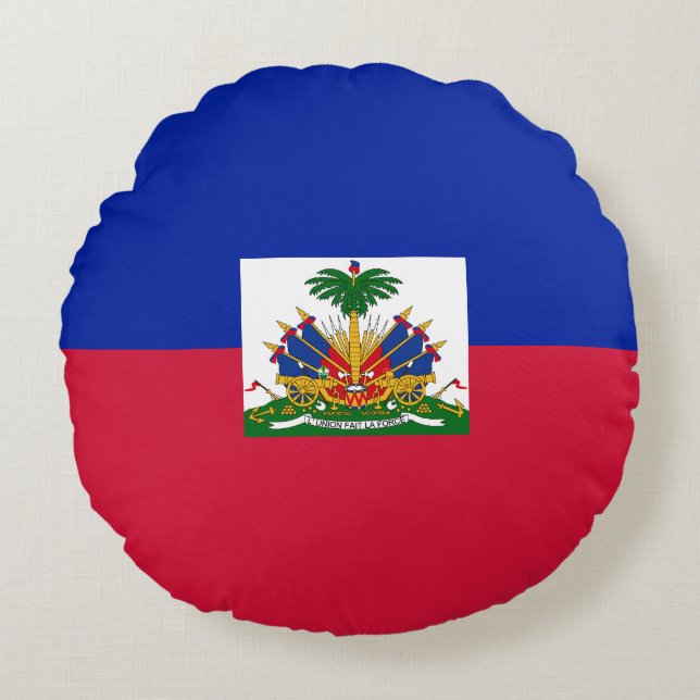 Coussins Ronds Drapeau d'Haïti (Devant)
