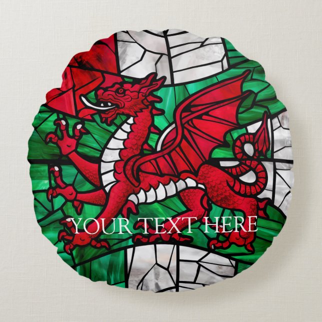Coussins Ronds Drapeau du dragon rouge gallois (Devant)